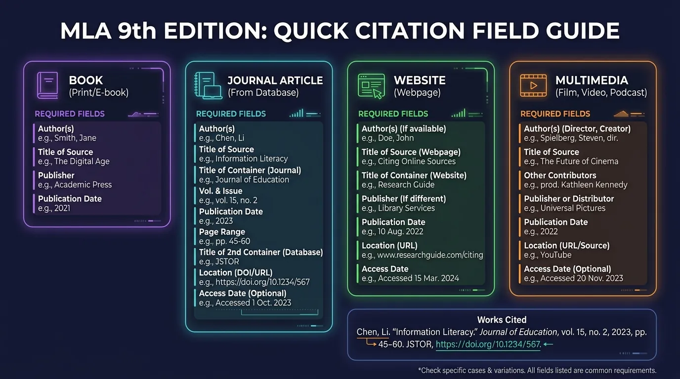 MLA 9th Edition Quick Citation Field Guide